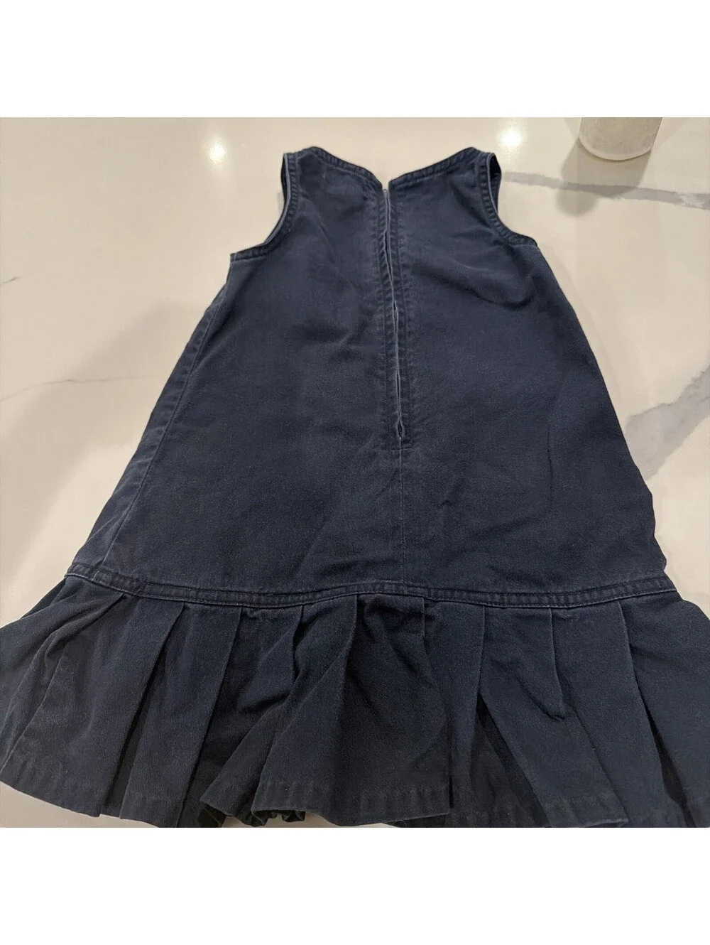 Vintage Girls Ralph Lauren Navy Sleeveless Dress 3T 100% Cotton